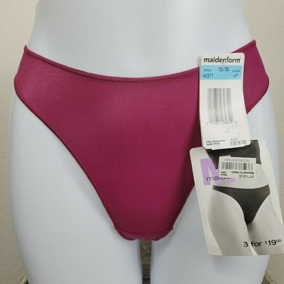 Vintage Maidenform Thong Panty Second Skin Sz 5/Sm Cranberry Red VHTF Smooth NWT - Picture 2 of 8